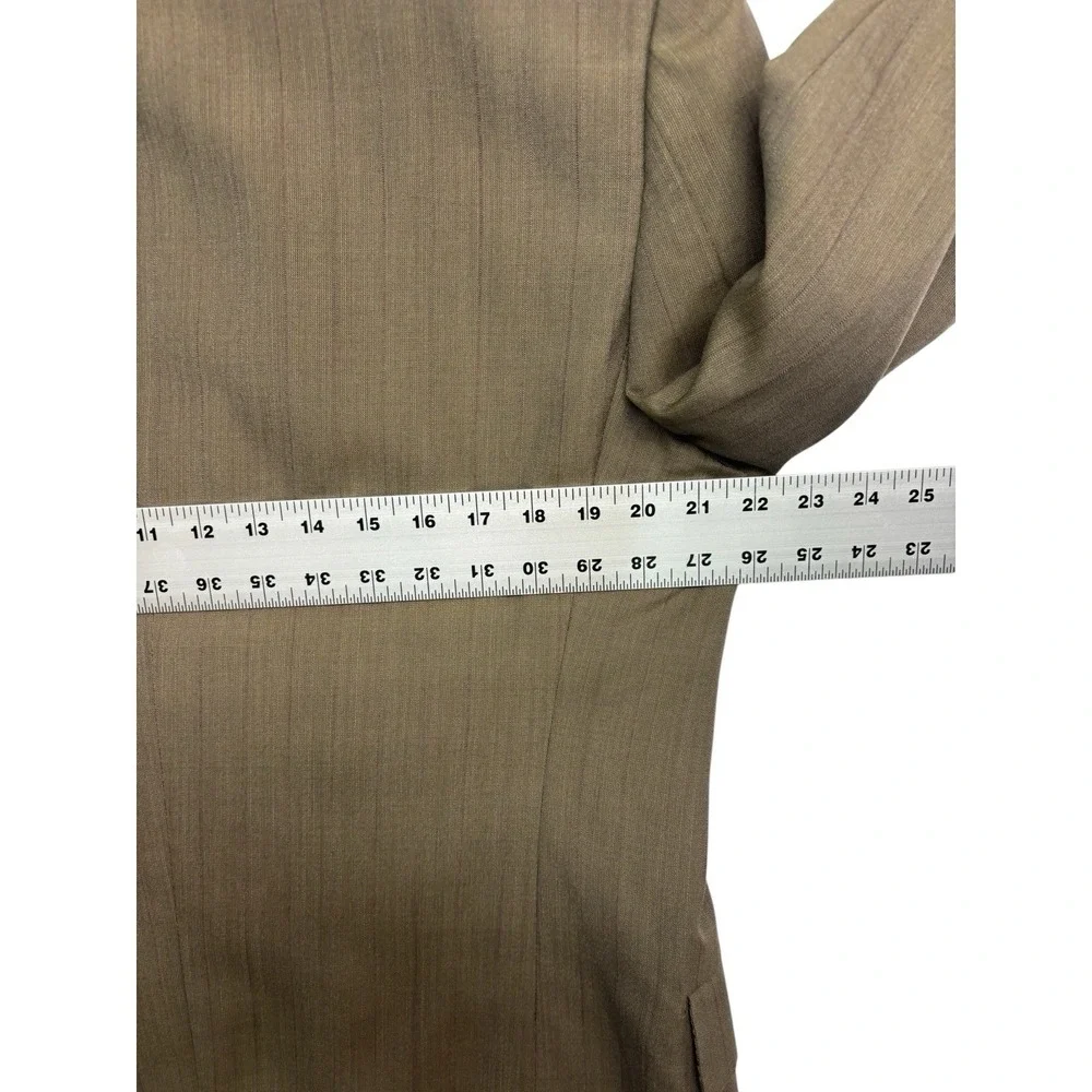 vtg Hart Schaffner Marx 43R 34x30 Brown Stripe 2pc Pant Suit Double Breasted USA